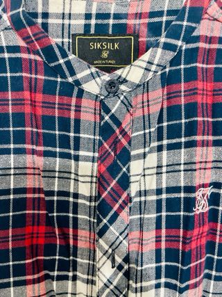 Camisa SikSilk cuadros azul, rojo, blanco