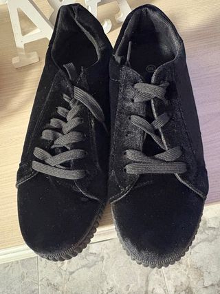 Zapatillas mujer terciopelo negras talla 38