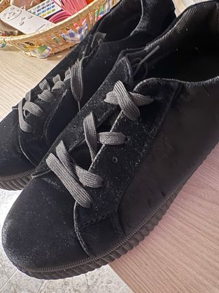 Zapatillas mujer terciopelo negras talla 38