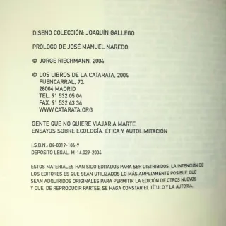 Gente que no quiere viajar a Marte. Ecología