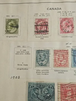 NUFILART Colección clásica de sellos de Canadá.