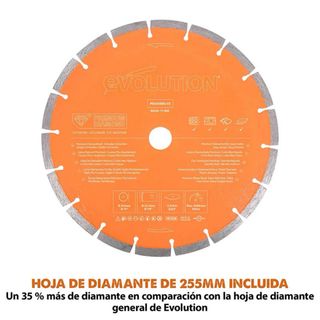 Sierra Hormigón Evolution R255DCT 255mm + Disco