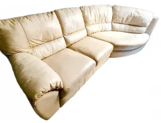 Divano angolare in pelle beige