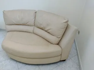 Divano angolare in pelle beige