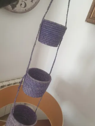 Cestos maceteros de mimbre morado (Set de 3)