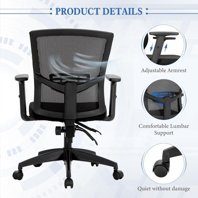 Sedia ergonomica da ufficio in rete nera