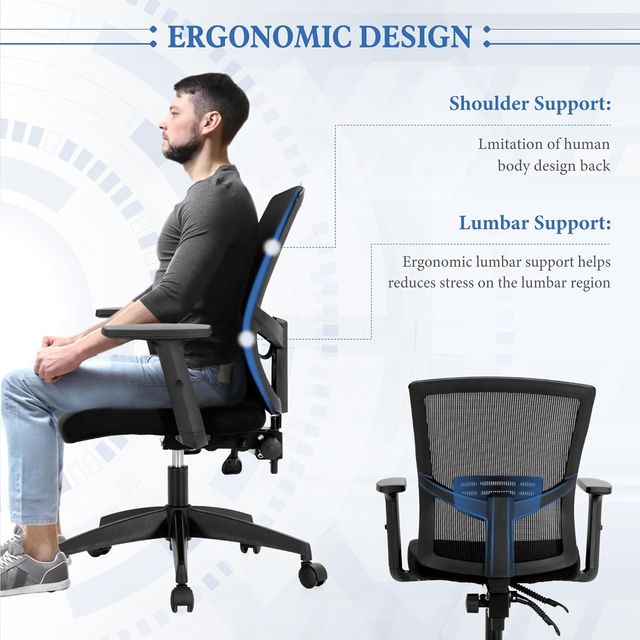 Sedia ergonomica da ufficio in rete nera