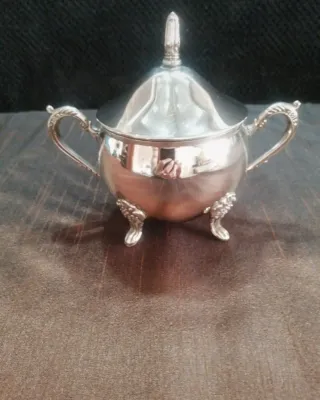 Gran Juego té/café de alpaca con bandeja. Antiguo