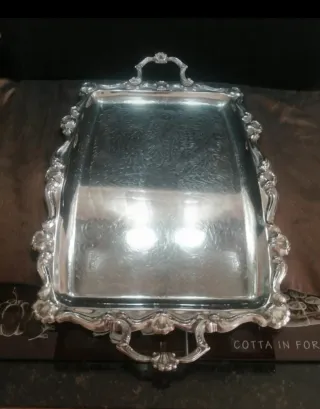 Gran Juego té/café de alpaca con bandeja. Antiguo