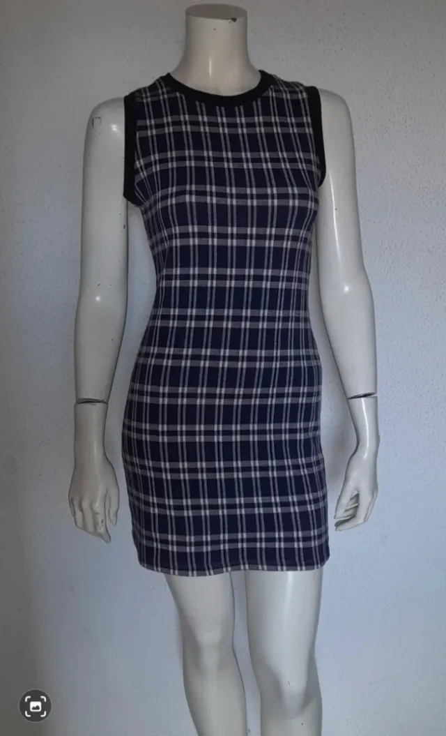 Vestido SEVEN cuadros azul y blanco