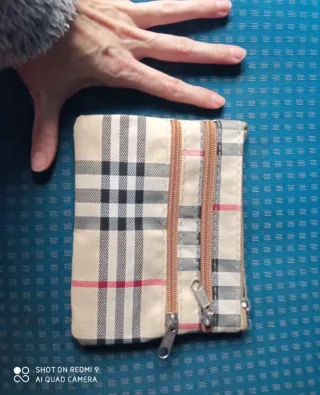 Cartera vintage unisex cuadros varias cremalleras