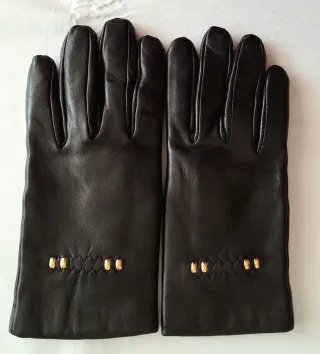 Guantes de cuero negro T.M