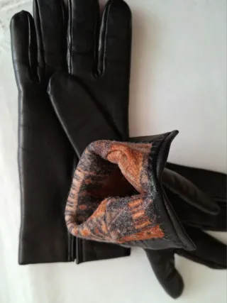 Guantes de cuero negro T.M