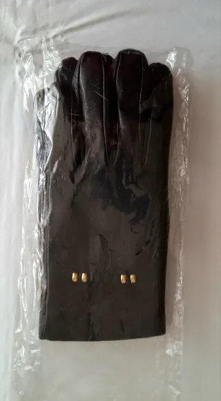 Guantes de cuero negro T.M