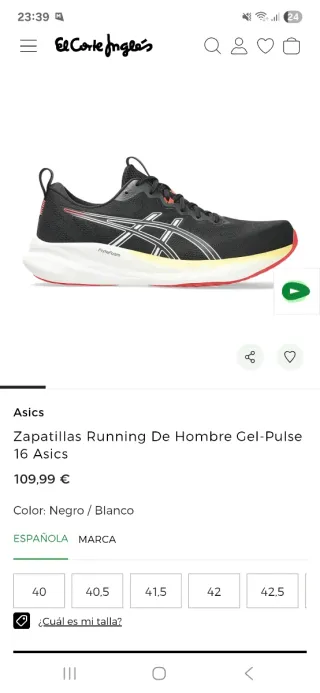 Zapatillas Running Asics Negras Naranja