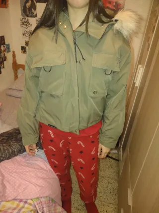 Bershka abrigo verde mujer