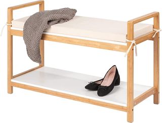 Banco Zapatero Bambú con Asiento Beige