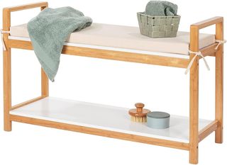 Banco Zapatero Bambú con Asiento Beige