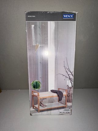 Banco Zapatero Bambú con Asiento Beige