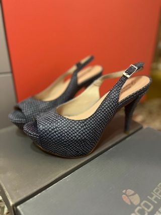 Zapatos Peep Toe Azul Talla 38