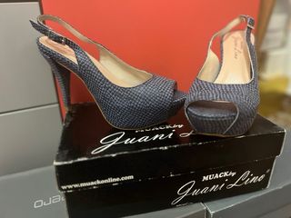 Zapatos Peep Toe Azul Talla 38