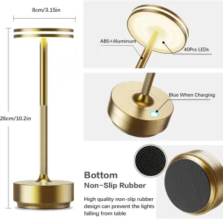 Lámpara LED Recargable Inalámbrica Dorada