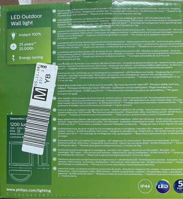 Aplique LED Philips Exterior Samondra Antracita