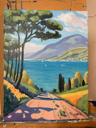 Cuadro original al óleo ‘Camino del lago’