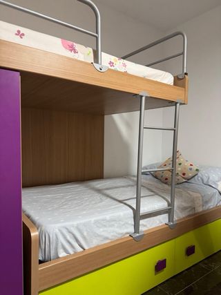 Litera de madera de camas de 90 con armario