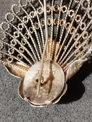 Broche Pavo Real Filigrana Plata