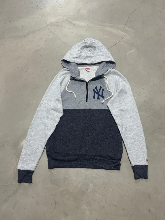 Felpa vintage Yankees mezza zip grigia