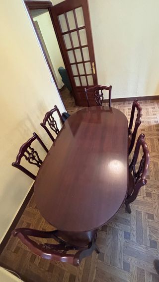 Mesa comedor extensible + 6 sillas madera