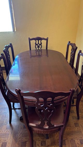 Mesa comedor extensible + 6 sillas madera
