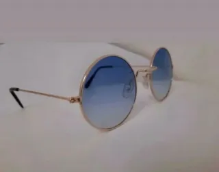 Occhiali da sole rotondi blu e oro