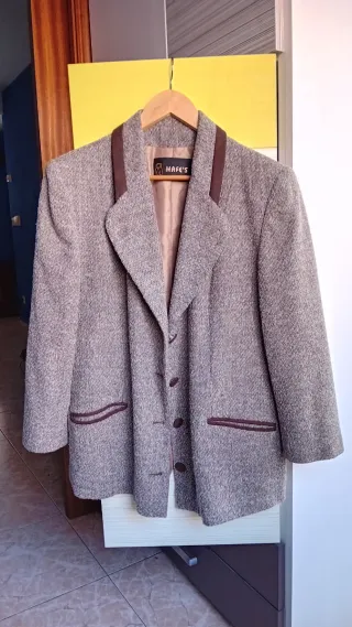 Blazer abrigo vintage MAFE'S marrón gris