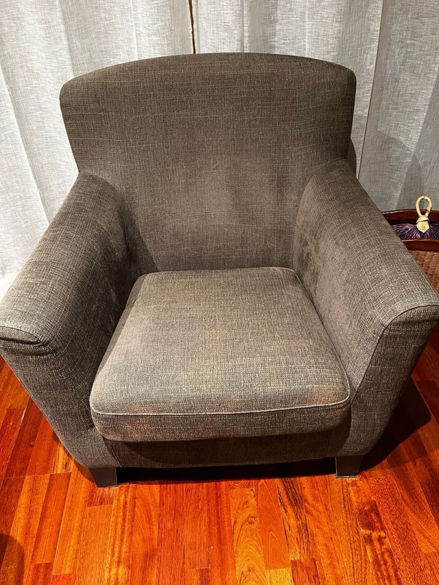 Sillón individual gris de tela (2 Uds.)