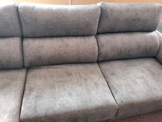 Sofá chaise longue extensible gris/beige NUEVO