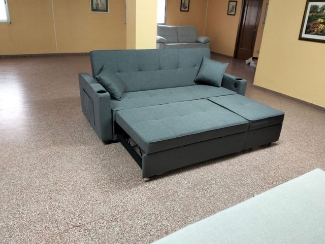Sofá Cama Gris Tela NUEVO