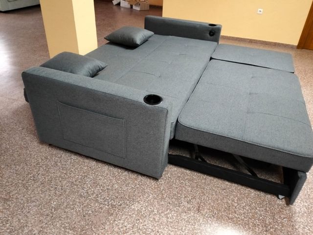 Sofá Cama Gris Tela NUEVO