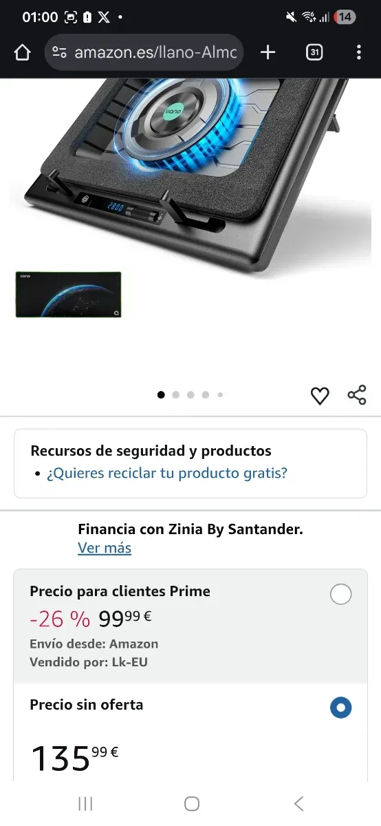 Ventilador Llano para portátiles