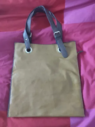 Bolso MSK Classic en piel marrón y beige