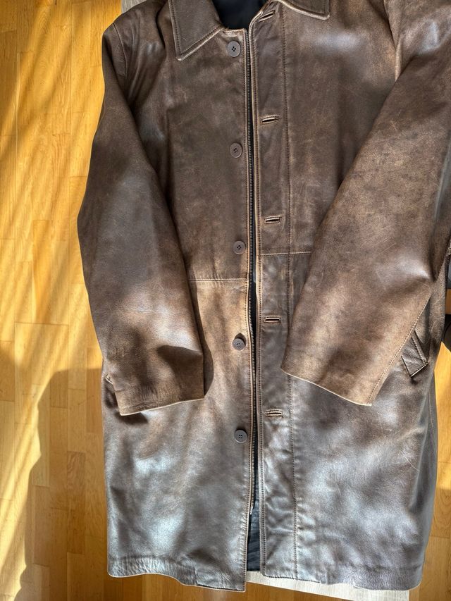 Chaqueta de piel hombre marrón