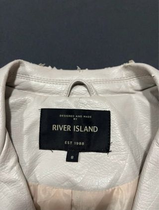 Cazadora Biker Beige com Estampa