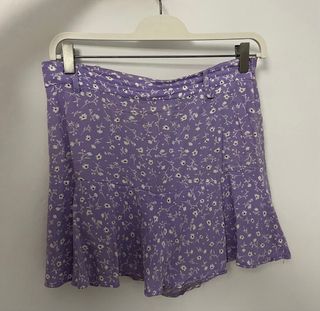 Falda pantalón floral Zara morada