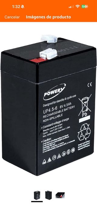 Batería Gel Powery 6V 4.5Ah