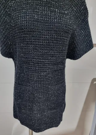 Jersey cuello alto mujer M plateado