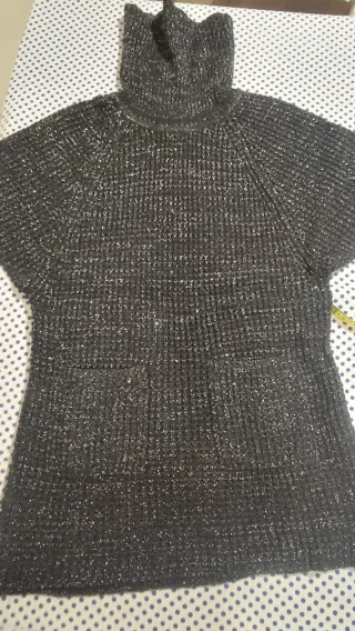 Jersey cuello alto mujer M plateado