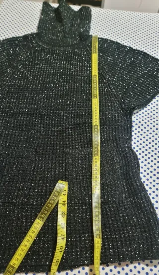 Jersey cuello alto mujer M plateado