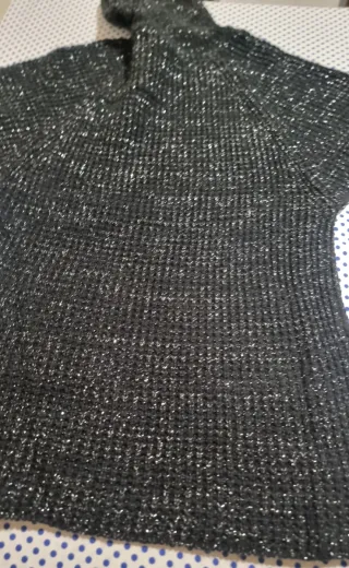 Jersey cuello alto mujer M plateado