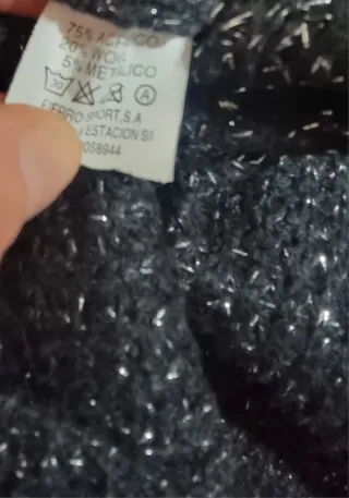 Jersey cuello alto mujer M plateado